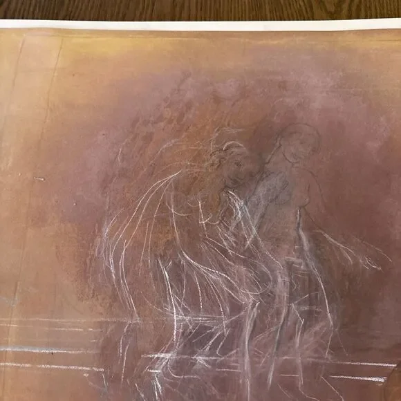 Signed 1987 MARIA SCOTTI: STUDY WITH THREE WOMEN Pastel / Graphite On Paper